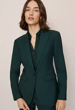 NEW ANN TAYLOR PINE GROVE GREEN FITTED LONG BLAZER JACKET SZ 6